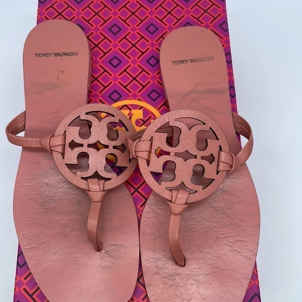 Tory Burch Tramonto Pinkish Miller square toe knotted thong sandals 7